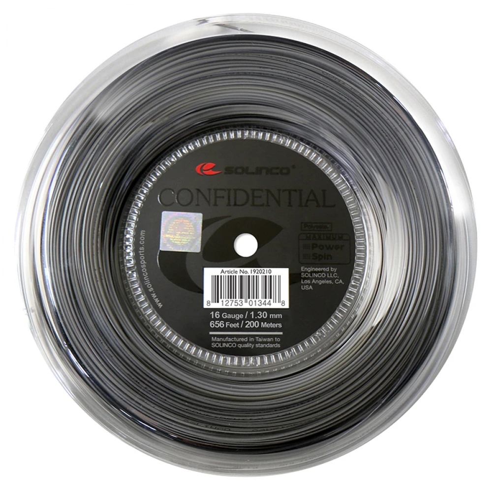 Solinco Confidential 18g Silver Tennis String (Reel) 1 Solinco Confidential 18g Silver Tennis String (Reel)